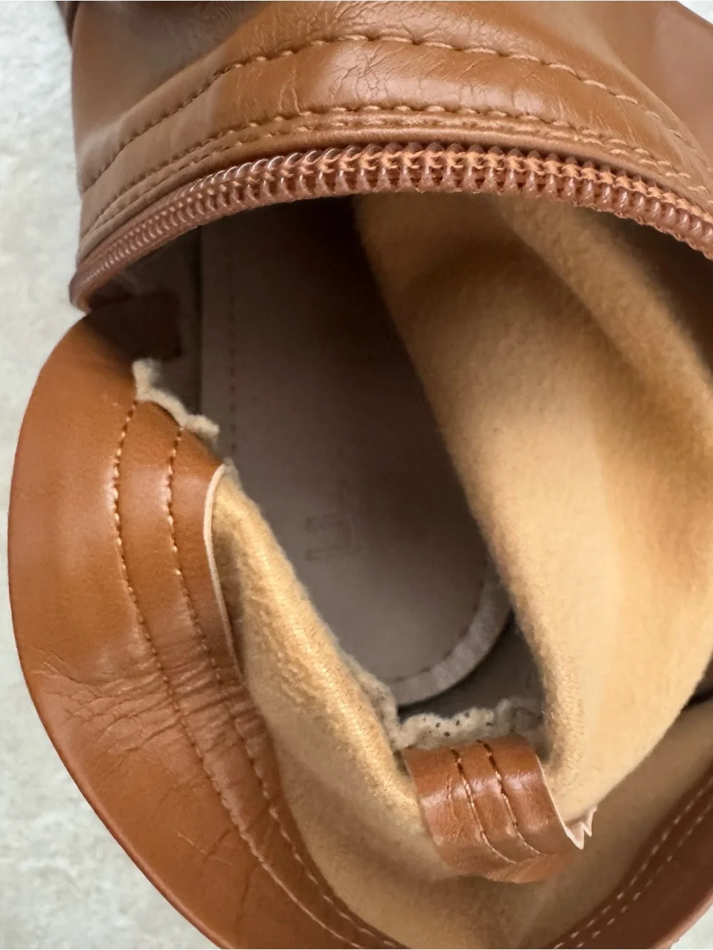 Womens Cognac Brown Faux Leather Over The Knee Lug Sole Chunky Heel Boots 9.5-10